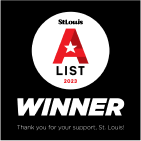 A badge for the 2023 St. Louis A-List awards winner